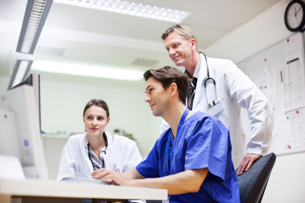 Healthcare Facilities working on computer